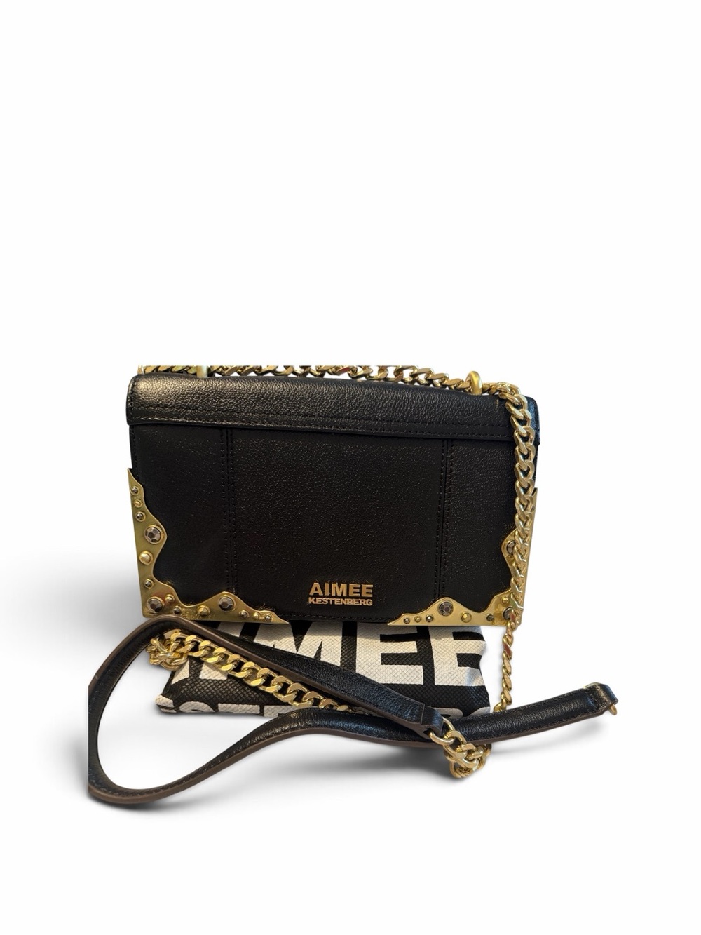 Aimee Kestenberg Bowie Convertible Crossbody Bag Black Mixed Metal Trim